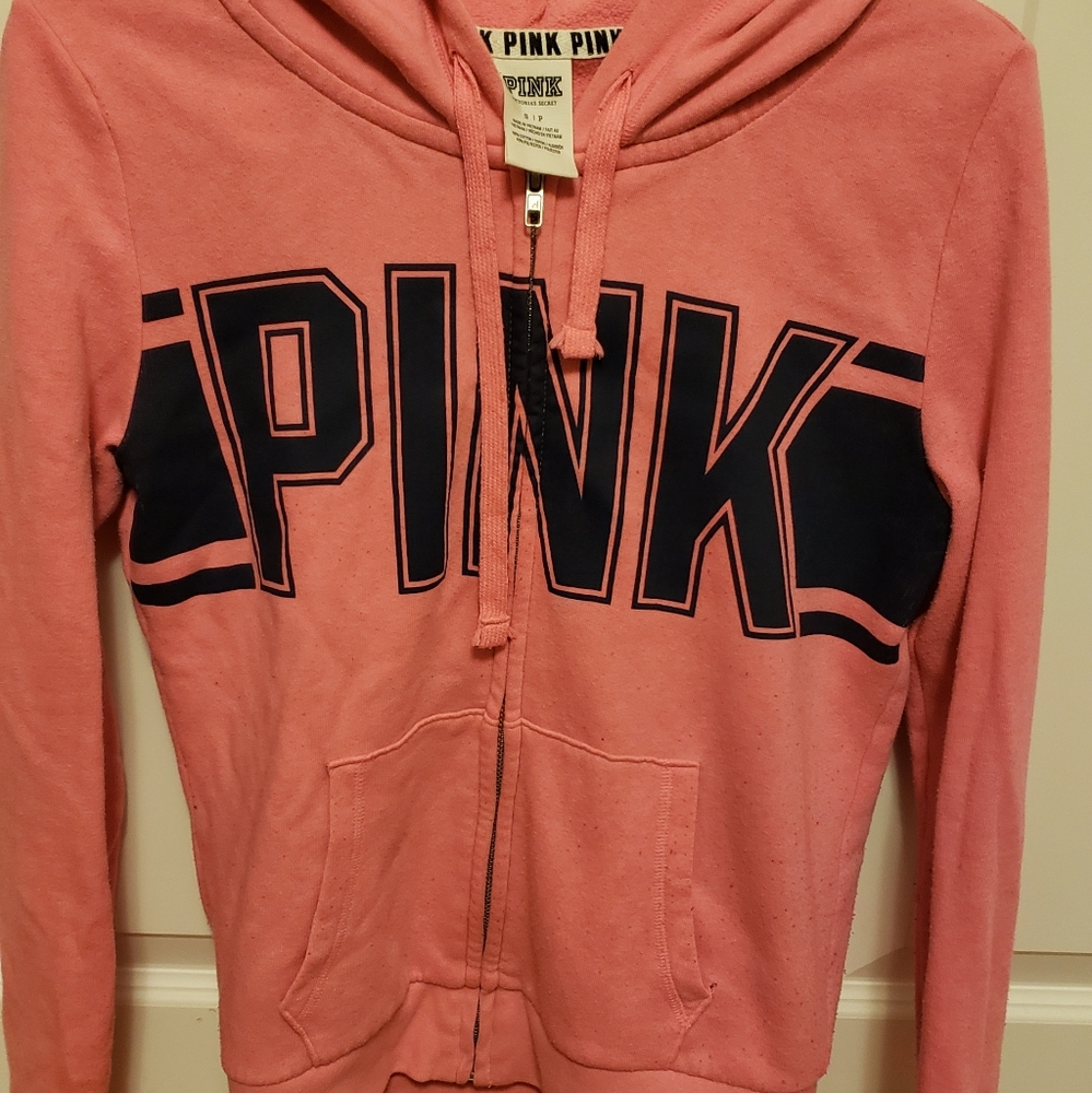 Pink zip up hoodie size S